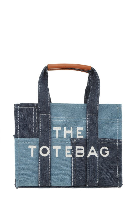 DENIM CROSSBODY TOTE BAG