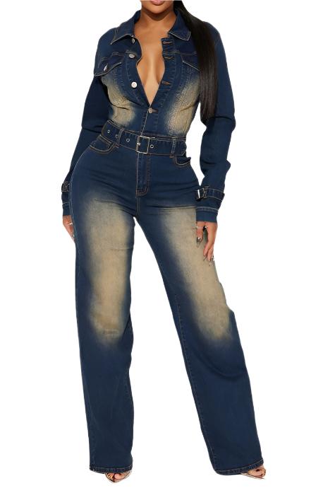 FADED  DENIM JUMPSUIT